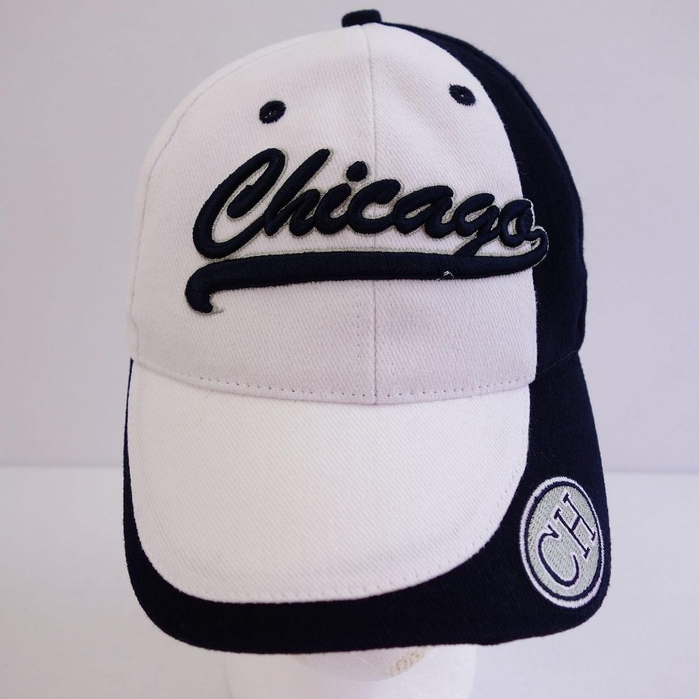 City Hats Chicago White and Navy Embroidered  Baseball Cap Hat‎ Adjustable